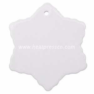 Snow Shape Ceramic Pendent for Sublimation with Rope CP-SN